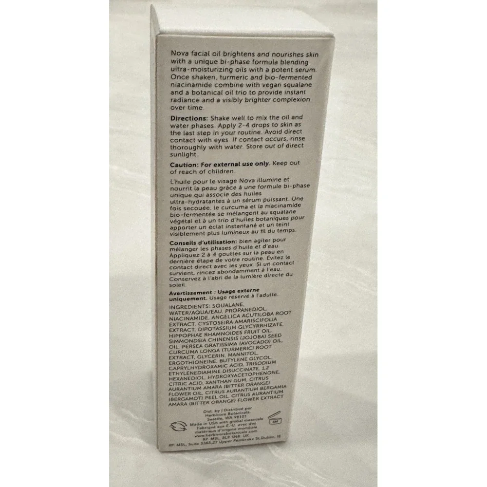 HERBIVORE Nova Brightening Facial Oil 1.7oz Turmeric + Niacinamide NIB